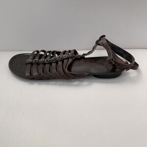 Vintage BCBG Gladiator Sandals Flats Size 9 Or 39 Genuine Leather Brown